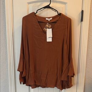 Ro & De Terracotta V-Neck Blouse